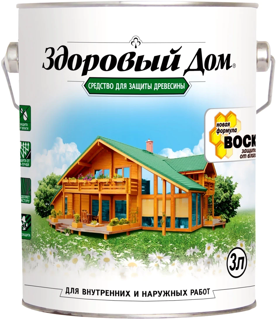 Купить средство для защиты древесины здоровый дом (дуб) 3,0л по низкой цене  с доставкой в интернет-магазине Метизный двор.