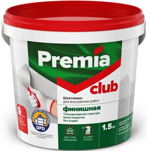 Шпатлевка финишная PREMIA CLUB (1.5кг) в наличии